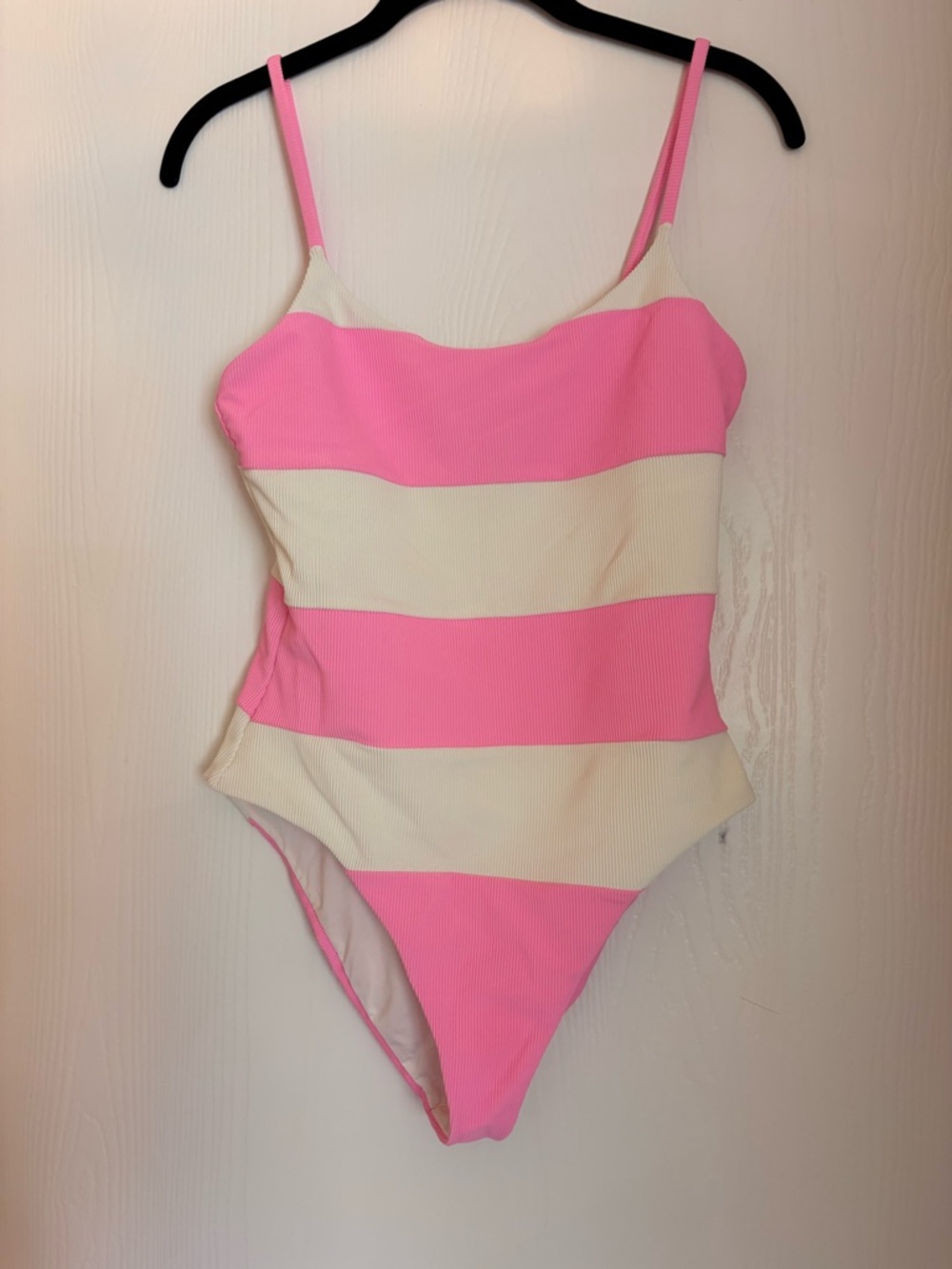 Beach Riot Pink and Cream Stripe One-Piece Swimsuit